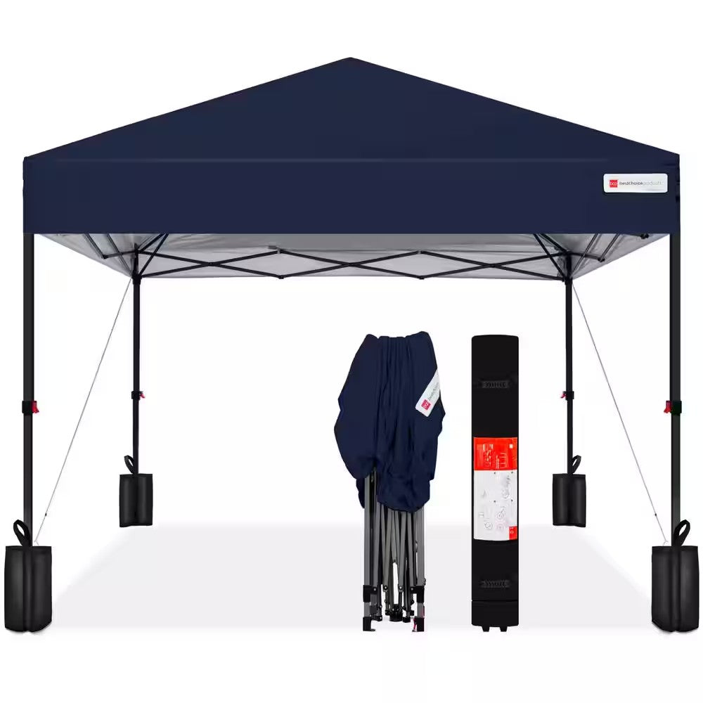 10 ft. x 10 ft. Blue Easy Setup Pop Up Canopy Instant Portable Tent w/1-Button Push and Carry Case -L5-0380