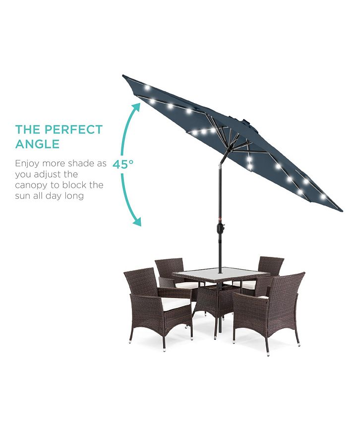 Best Choice Products 10ft Solar LED Lighted Patio Umbrella w/ Tilt Adjustment, UV-Resistant Fabric - Blue - K7 - 463