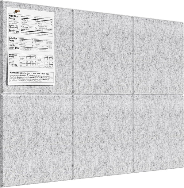 MaxGear Large Cork Board for Wall 36" x 24", Light Gray Bulletin Board, 6 Pack Felt Wall Tiles with Pushpins, Cork Boards for Office Pin Board Tack Board Cork Boards 1364