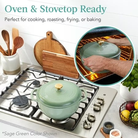 Best Choice Products 7.5 Quart Enamel Cast-Iron Dutch Oven, Heavy-Duty Cookware w/ Dual Handles, Lid - Blue - G1 - 1940