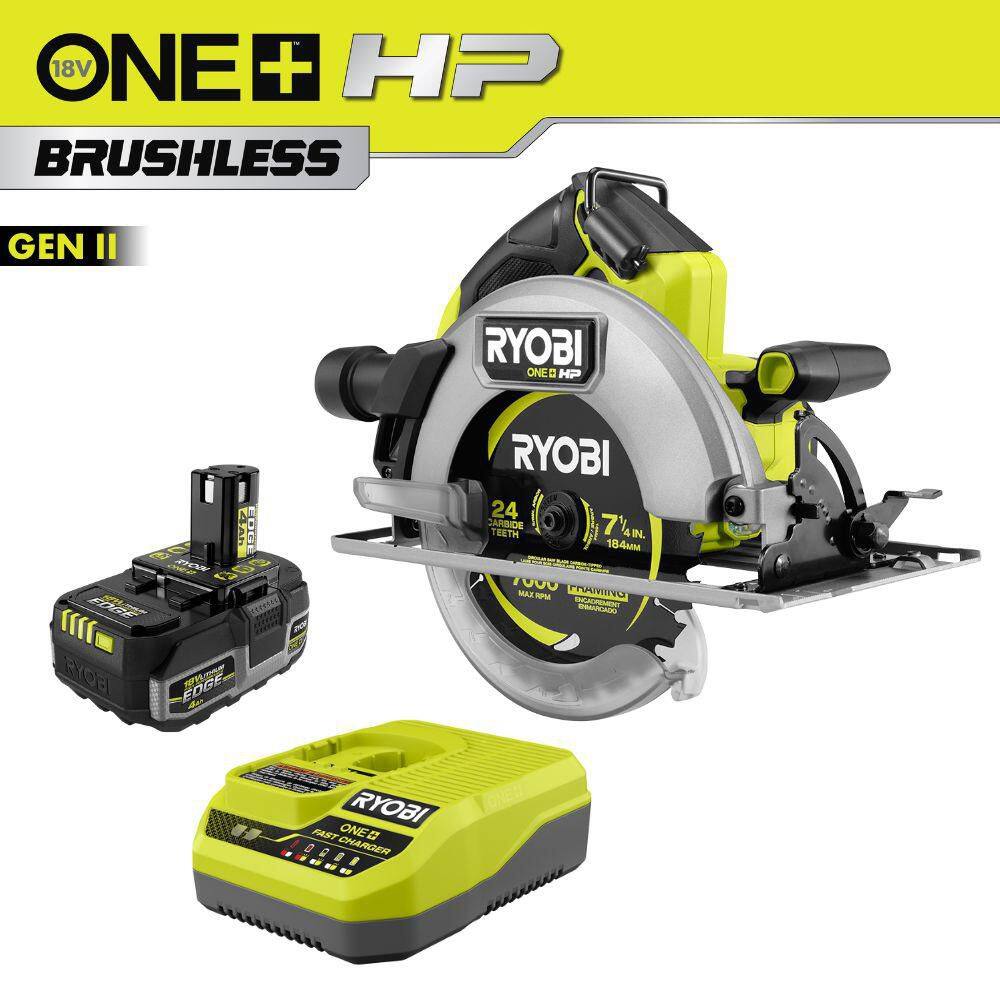 ONE+ HP 18V Brushless Cordless 7-1/4 in. Circular Saw Kit with 4 Ah EDGE Battery and Charger 517