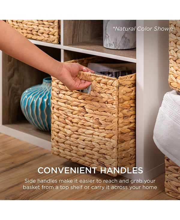 Best Choice Products 12x12in Hyacinth Baskets, Set of 5 Multipurpose Collapsible Organizers w/ Inserts - White -C9-0417
