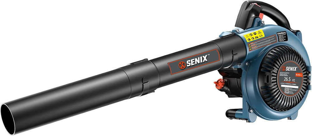 SENIX 4QL 26.5 cc 4-Cycle Handheld Gas Powered Leaf Blower for Lawn Care Clean Up, Up to 410 CFM and 125 MPH, Light Weight, Dual Grip Handle, BL4QL-L, Blue 1558