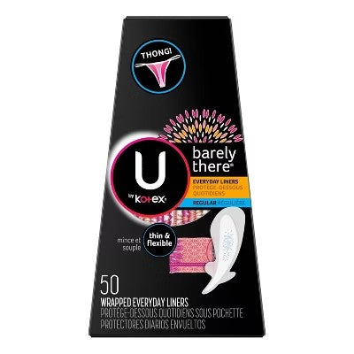 (Pack of 4) U by Kotex Barely There Liners Thong Light Absorbency Fragrance-Free - 50ct - C13 - 542