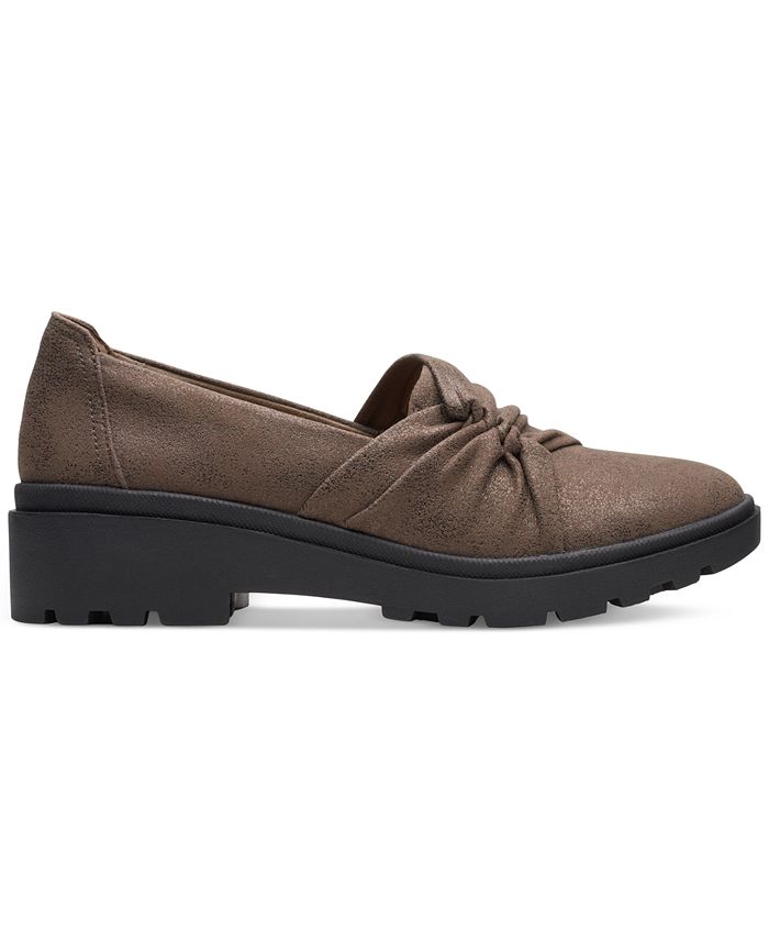 Clarks Women's Calla Style Ruched Slip-On Flats - Brown - 9.5W - B5 - 1378