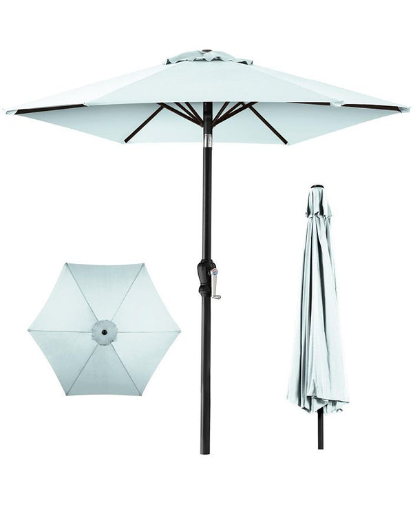 Best Choice Products 10ft Outdoor Steel Market Patio Umbrella w/ Crank, Tilt Push Button, 6 Ribs - Blue - No Size -F4-1981