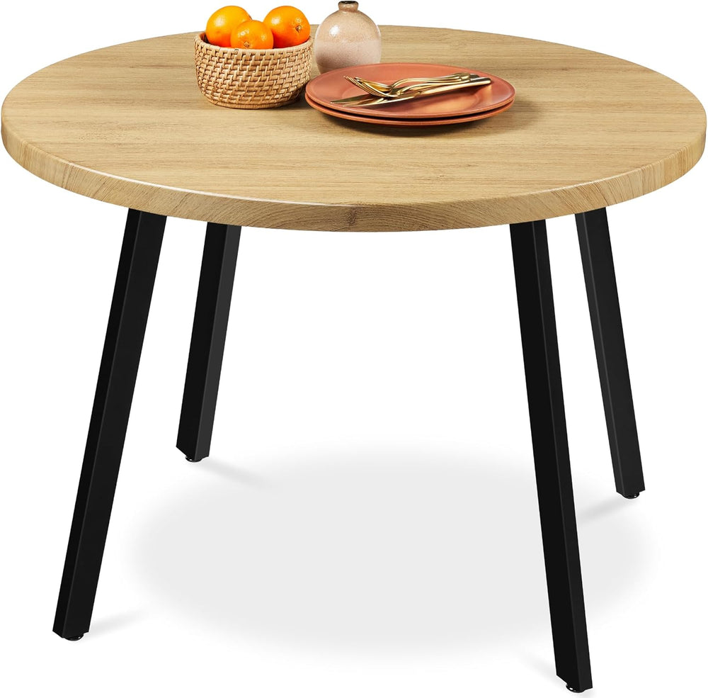 Best Choice Products Round Mid-Century Modern 35.5in Dining Table, Space-Saving Dinette for Home, Kitchen, Apartment w/Steel Legs - Natural 1855
