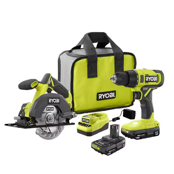 ONE+ 18V Cordless 2-Tool Combo Kit with Drill/Driver, Circular Saw, (2) 1.5 Ah Batteries, and Charger B1038
