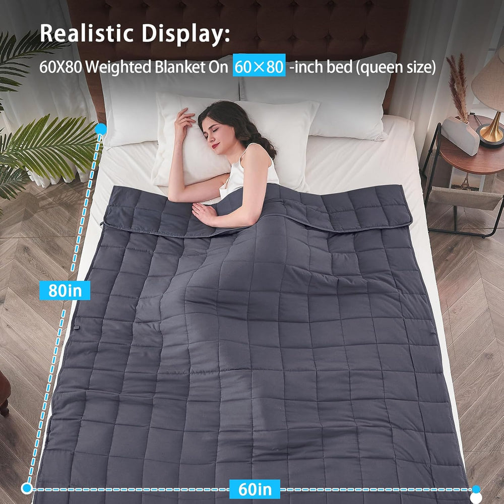 yescool Weighted Blanket for Adults (20 lbs, 60  x 80 , Grey) Cooling Heavy Blanket for Sleeping Perfect for 190-210 lbs, Queen Size Breathable Blanket with Premium Glass Bead, Machine Washable 1270