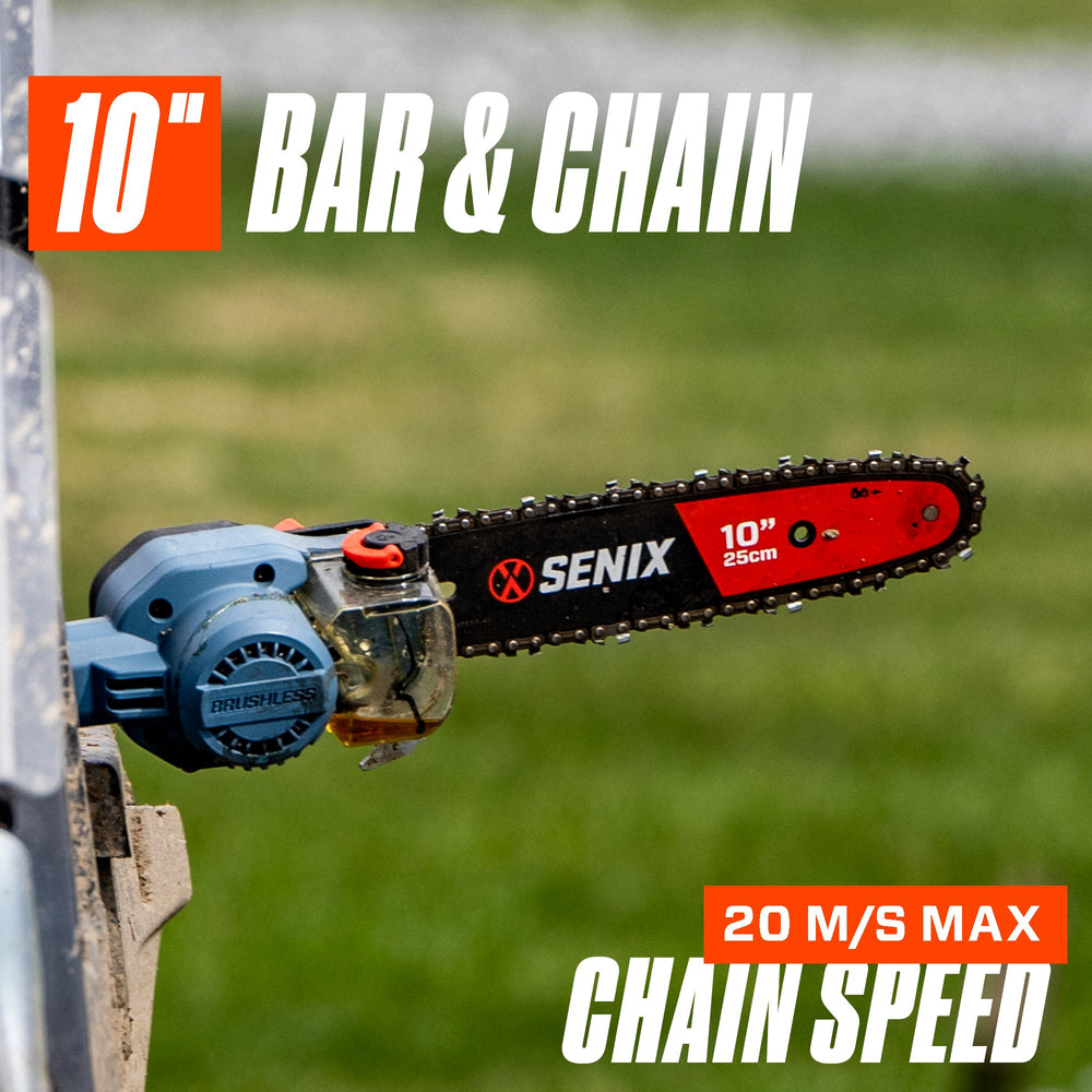 SENIX 60-volt Max 10-in 3 Ah Battery Pole Saw (Battery and Charger Included) 1886
