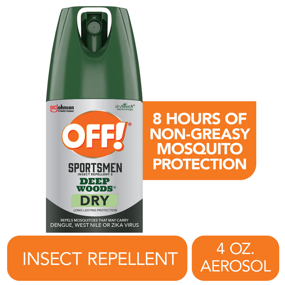 OFF! Sportsmen Deep Woods Dry Insect Repellent V, Non-Greasy Mosquito Bug Spray, 4 oz
