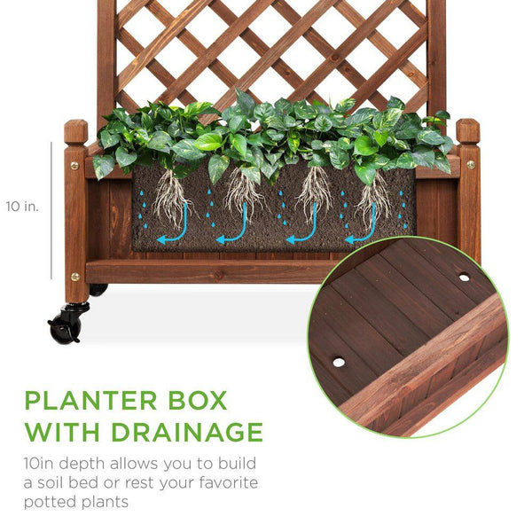 48 in. Wood Planter Box and Diamond Lattice Trellis (2-Pack) - J3 - 1962
