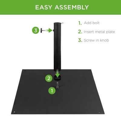 Best Choice Products 38.5lb Steel Umbrella Base, Square Patio Stand w/ Tightening Knob and Anchor Holes - Black -M1-1363