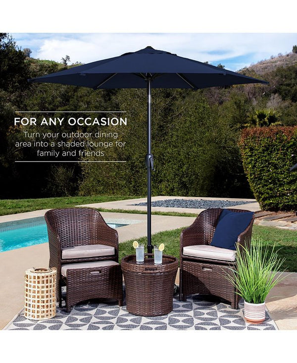 Best Choice Products 7.5ft Heavy-Duty Outdoor Market Patio Umbrella w/ Push Button Tilt, Easy Crank - Blue -L4-0381