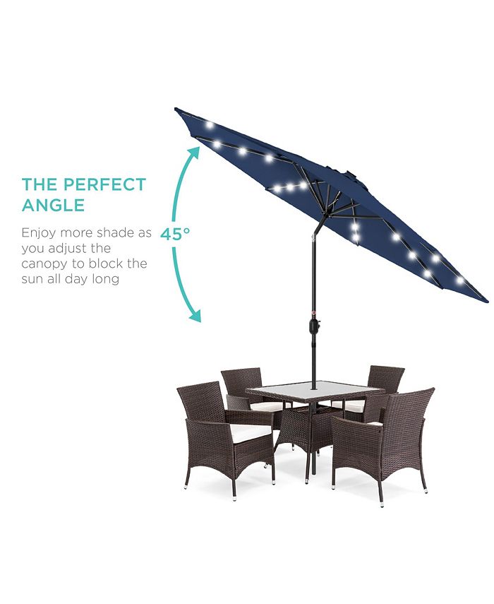 Best Choice Products 10ft Solar LED Lighted Patio Umbrella w/ Tilt Adjustment, UV-Resistant Fabric - Blue - F1 - 1974