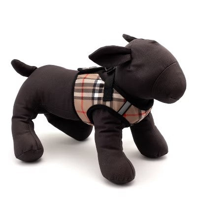 The Worthy Dog Plaid Sidekick Harness Vest - Tan - S - K11 - 597