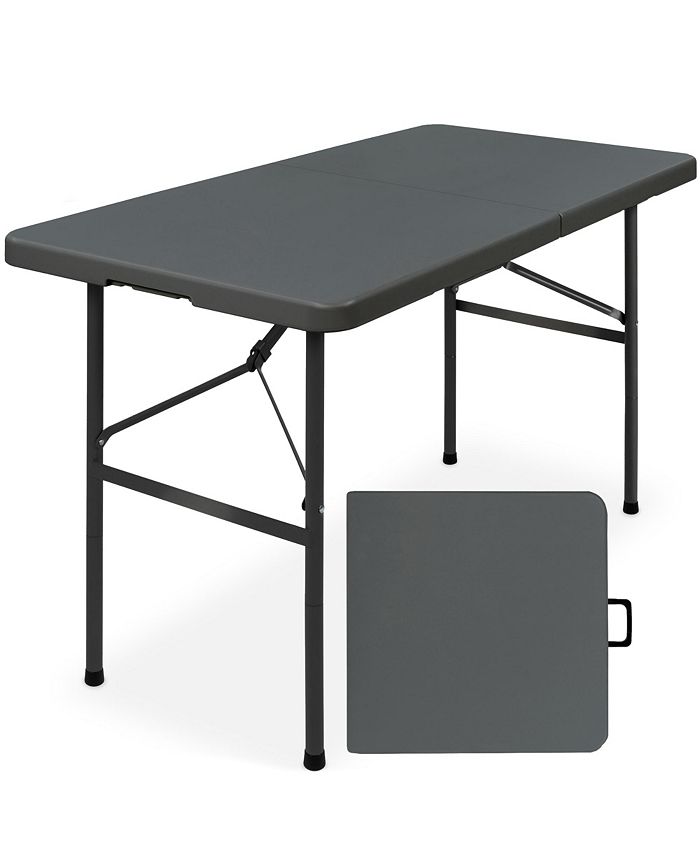Best Choice Products 4ft Plastic Folding Table, Indoor Outdoor Heavy Duty Portable w/ Handle, Lock for Picnic - Gray - H3 - 1007