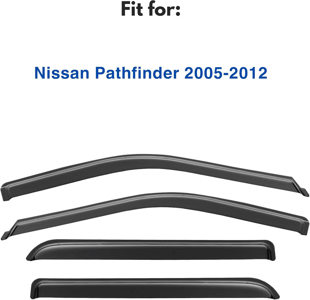 IG Window Visors Fit for 2005-2012 Nissan Pathfinder, Out-Channel Rain Guards Vent Wind Deflectors 4PC, Car Accessories for 05-12 Pathfinder 1831
