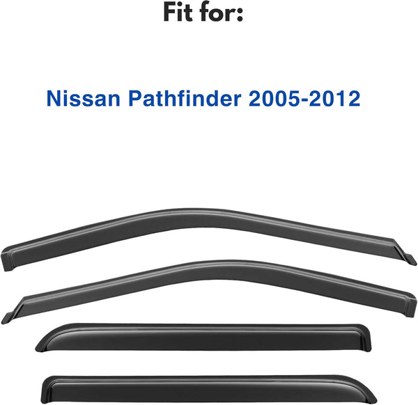 IG Window Visors Fit for 2005-2012 Nissan Pathfinder, Out-Channel Rain Guards Vent Wind Deflectors 4PC, Car Accessories for 05-12 Pathfinder 1831