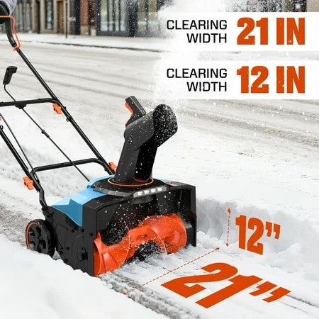 SENIX 21-Inch 15A Corded Electric Push Snow Blower,12-Inch Clearing Depth, 33FT Throw Distance, LED Lights, Foldable Handle 1531