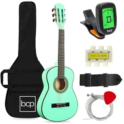 Best Choice Products 30in Kids Acoustic Guitar Beginner Starter Kit with Tuner, Strap, Case, Strings - SoCal Green - E3 - 965