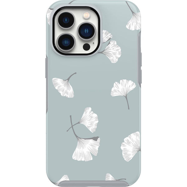 OtterBox iPhone 13 Pro Symmetry Series Case - Gingko Gray: Bump-Resistant Leaf Design - F7 - 1735