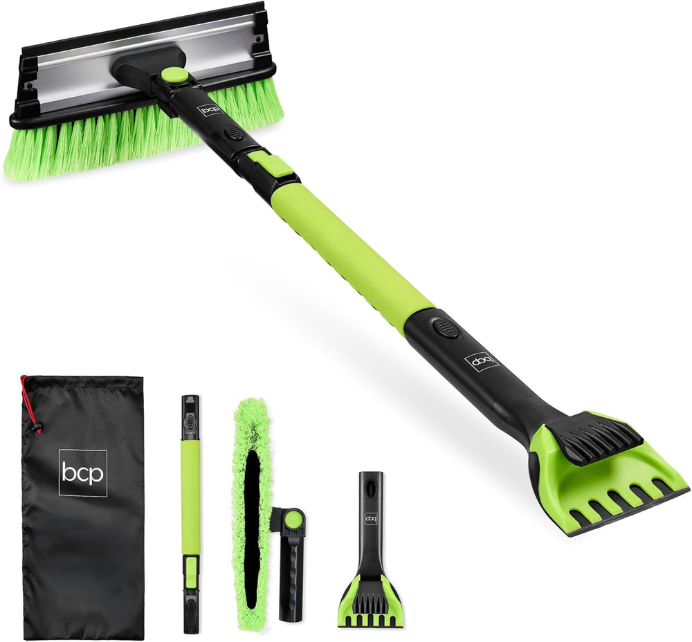Best Choice Products Snow Brush with Squeegee & Ice Scraper, Up to 39" Extendable Foam Grip, 270  Pivoting Snow Brush for Car Truck SUV, Storage Bag Included - Lime - K6 - 447