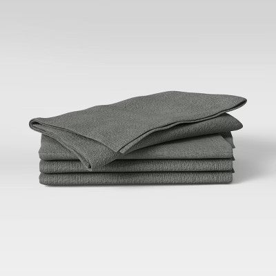 4pk Cotton Easy Care Napkins Gray - Threshold : Solid Traditional Cloth Napkins, Machine Washable - 1012