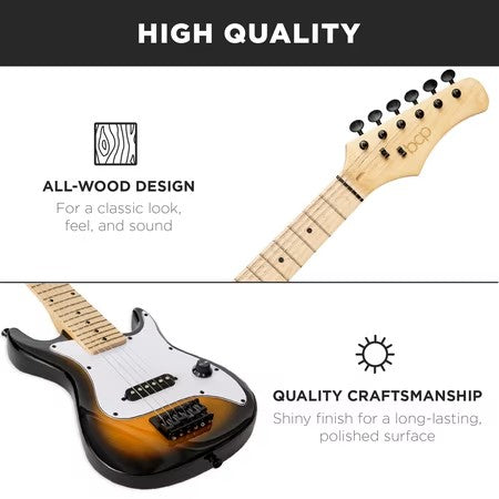 Best Choice Products 30in Kids Electric Guitar Beginner Starter Kit w/ 5W Amplifier, Strap, Case - Sunburst -J2-0356