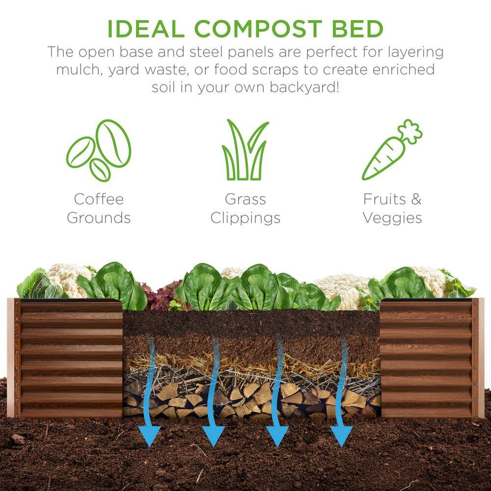 8 ft. x 4 ft. x 2 ft. Wood Grain Outdoor Steel Raised Garden Bed, Planter Box for Vegetables, Flowers, Herbs 1823