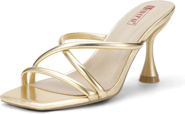 IDIFU Women's Kitten Heels Square Open Toe Sandals size 7 1338