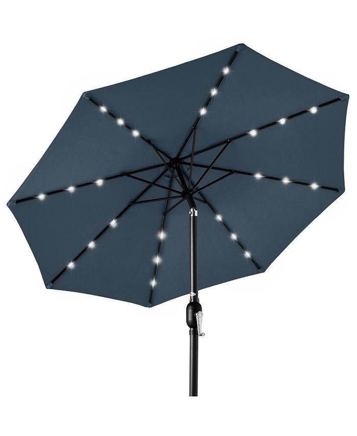 Best Choice Products 10ft Solar LED Lighted Patio Umbrella w/ Tilt Adjustment, UV-Resistant Fabric - Blue - K7 - 463