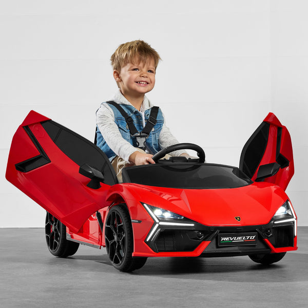 Kids 12V Ride-on Car Officially Licensed Lamborghini Revuelto W/ Remote LED Lights - Red 714