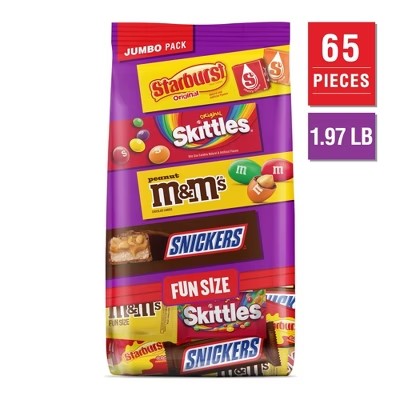 M&M's, Snickers, Skittles & Starburst Fun Size Candy Variety Pack - 31.59oz Jumbo Bag - QTY 2 -B47