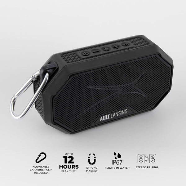 Altec Lansing Portable Bluetooth Speaker HYDRAMINI 2.0, IP67 Waterproof, Portable Speaker, 12h Playtime, Wireless Pairing, USB-C Quick Charge, Magnetic Bluetooth, Voice Assistant Integration - C11 - 504