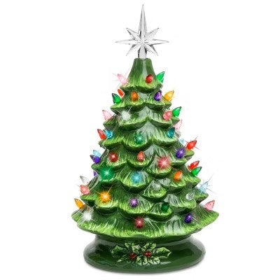 Best Choice Products 15in Pre-Lit Hand-Painted Ceramic Tabletop Christmas Tree w/ 64 Lights - Green - F10 - 1060