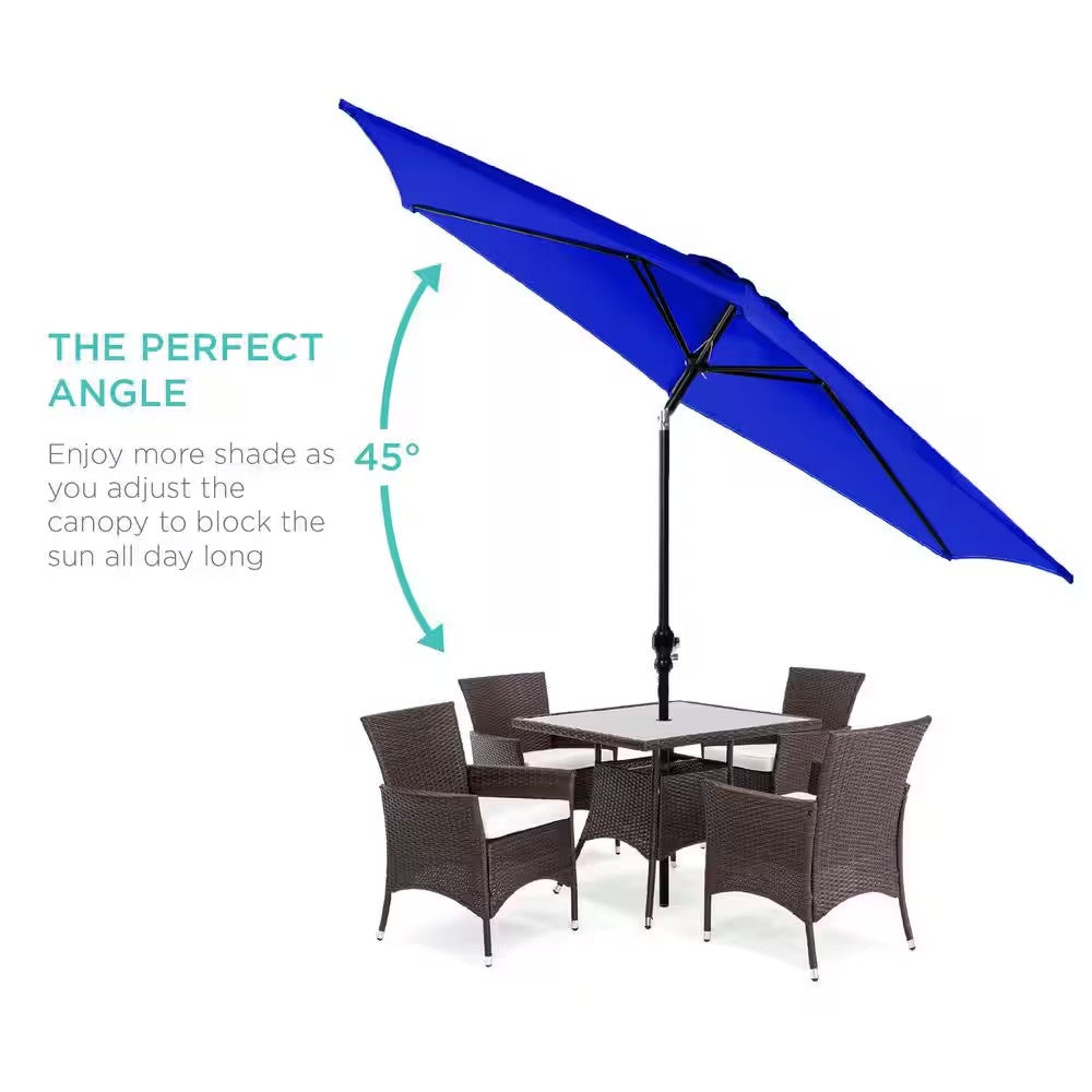 Resort Blue 10 ft. Steel Market Patio Umbrella with Crank and Tilt - L3 - 369