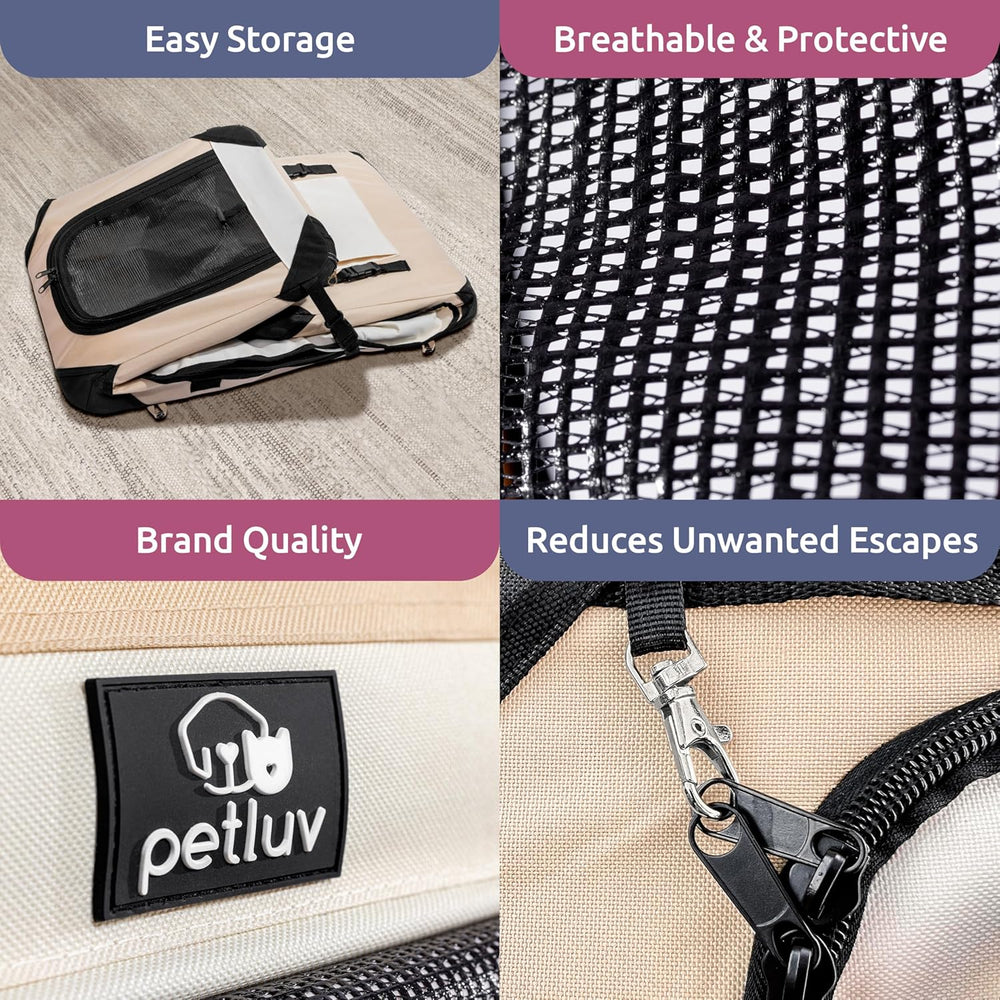 Cat & Dog Pet Carrier, Soft-Sided, Large 24"x16"x16", Fits Large Cat, 2 Cats, or Medium Dog Comfortably, Great for Travel & Vet Visits, Privacy Windows, Removable Bed, Locking Zippers, Foldable -J12-0732