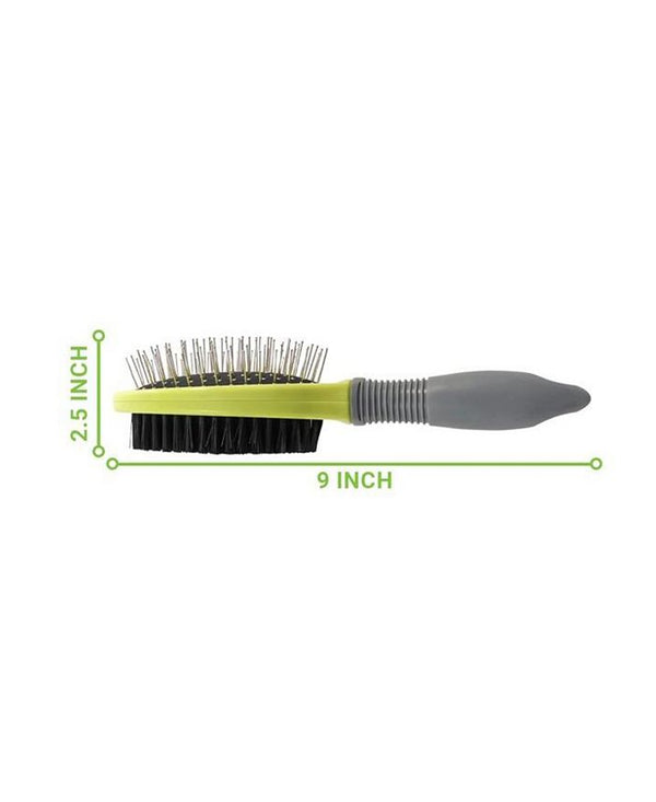Precious Tails Dog Brush, Cat Brush, Pet Detangling Grooming Brush, Double Sided Soft Bristles Slicker Brush for Hair Removal of Pets - Green - S -F9-0116