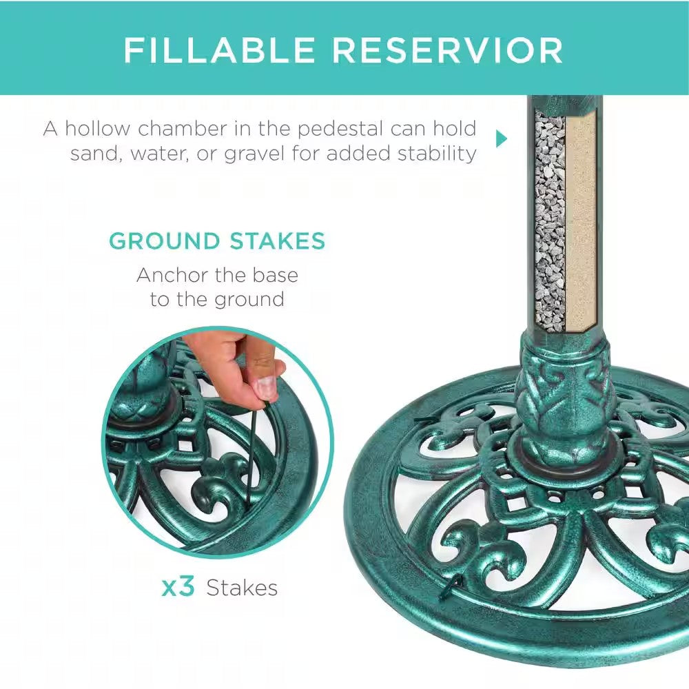 Best Choice Products Pedestal Green Birdbath 1764