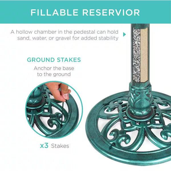 Best Choice Products Pedestal Green Birdbath 1764