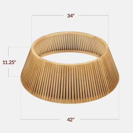 Best Choice Products 42in Wood Slatted Christmas Tree Collar - Natural - G2 - 1958