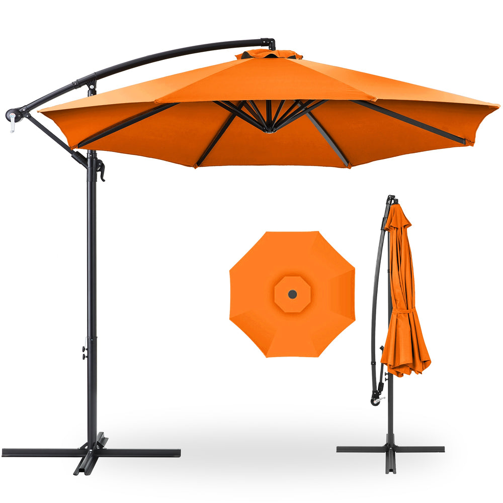 10ft Offset Hanging Outdoor Market Patio Umbrella W/ Easy Tilt Adjustment - Orange 706