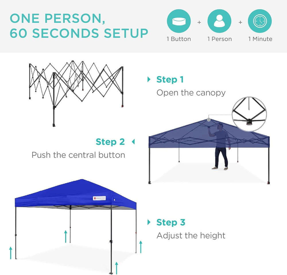 Ripped Carrying Bag - Best Choice Products 10x10ft Pop Up Canopy Tent, Outdoor Shade, 1 Person 1 Minute Set Up, Carry Case, 4 Weight Bags - Resort Blue - G7 - 111