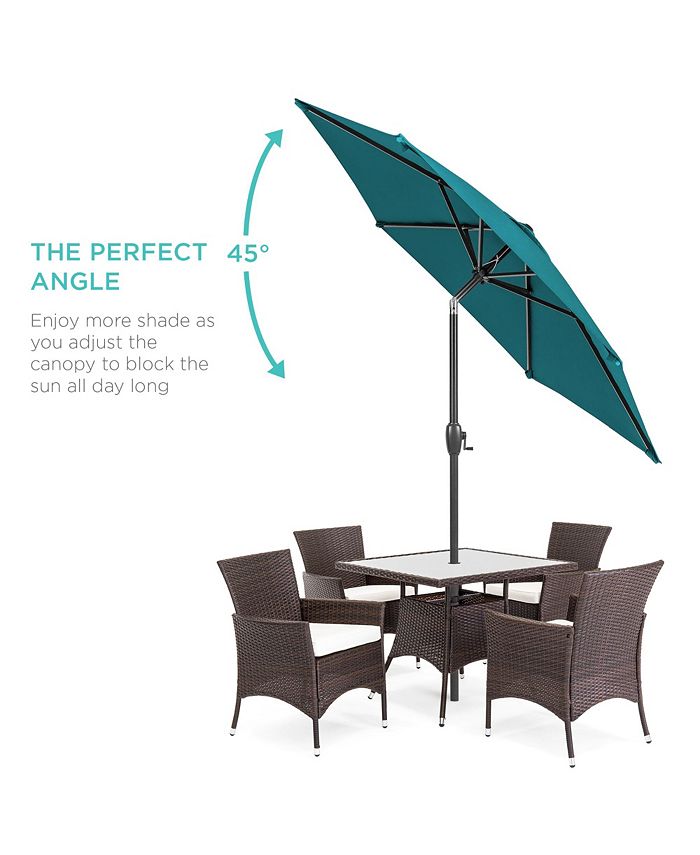 Best Choice Products 7.5ft Heavy-Duty Outdoor Market Patio Umbrella w/ Push Button Tilt, Easy Crank - Blue -J1-0324