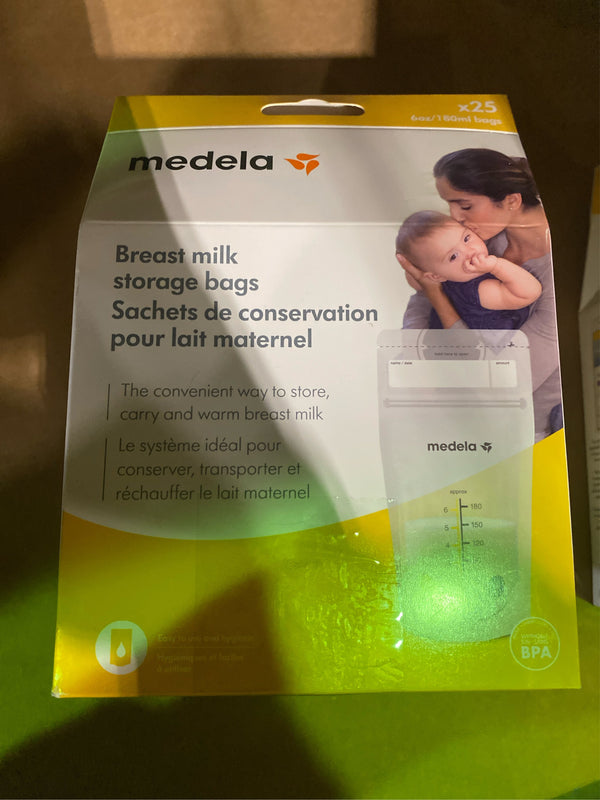(Lot of 2) Medela Breast Milk Storage Bags, 6oz/180ml, Clear with Measurements, 68060, 25 Count - K10 - 174