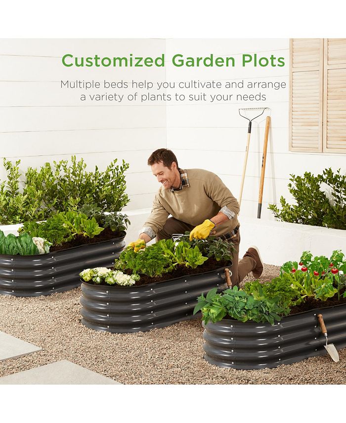 Best Choice Products 4x2x1ft Outdoor Raised Metal Oval Garden Bed, Planter Box for Vegetables, Flowers - Gray -K5-0424