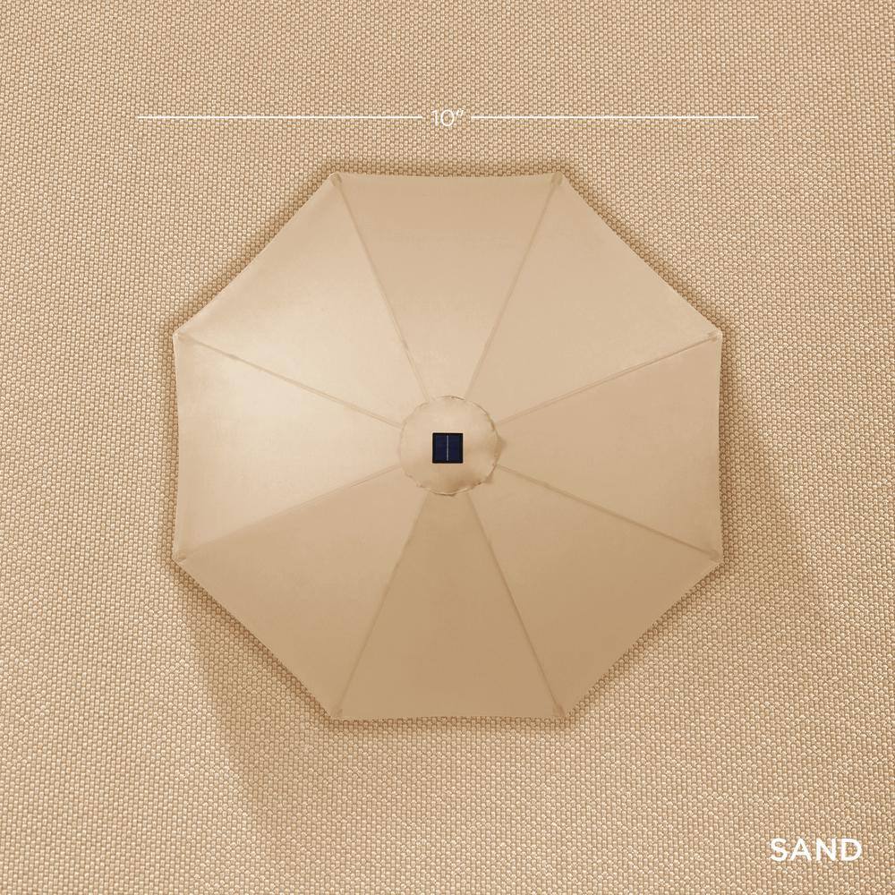 10 ft. Market Solar LED Lighted Tilt Patio Umbrella with UV-Resistant Fabric in Sand -L3-0347
