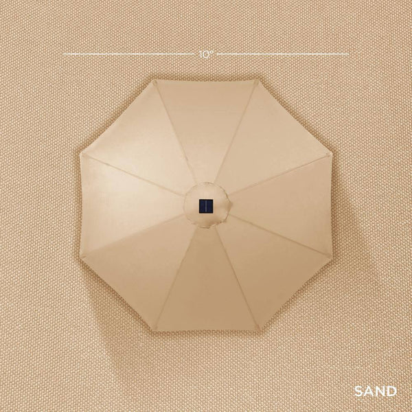 10 ft. Market Solar LED Lighted Tilt Patio Umbrella with UV-Resistant Fabric in Sand -L3-0347