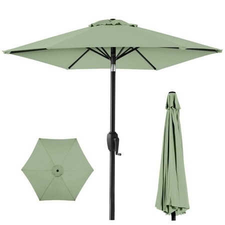 Outdoor Market Patio Umbrella W/ Push Button Tilt, Crank Lift - 7.5ft - Sage Green - 234